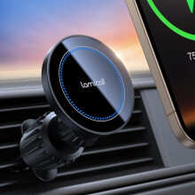 Lamicall for Magsafe Car Mount Charger - [15W Top Charging] Magnetic Wireless Car Charger with 20x N52 Magnets, Hands Free Air Vent Phone Holder