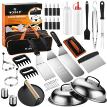 38PCS Griddle Accessories Kit, Professional BBQ Tools Set for Ourdoor Cooking, Stainless Steel Griddle Spatula Set with Tongs, Smash Burger Press,