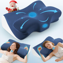 Orthopaedic Cervical Memory Foam Pillow for Neck Shoulder Pain Relief ? Contour Neck Support with Arm-Rest Groove, Dual-Height for Side/Back Sleepers,