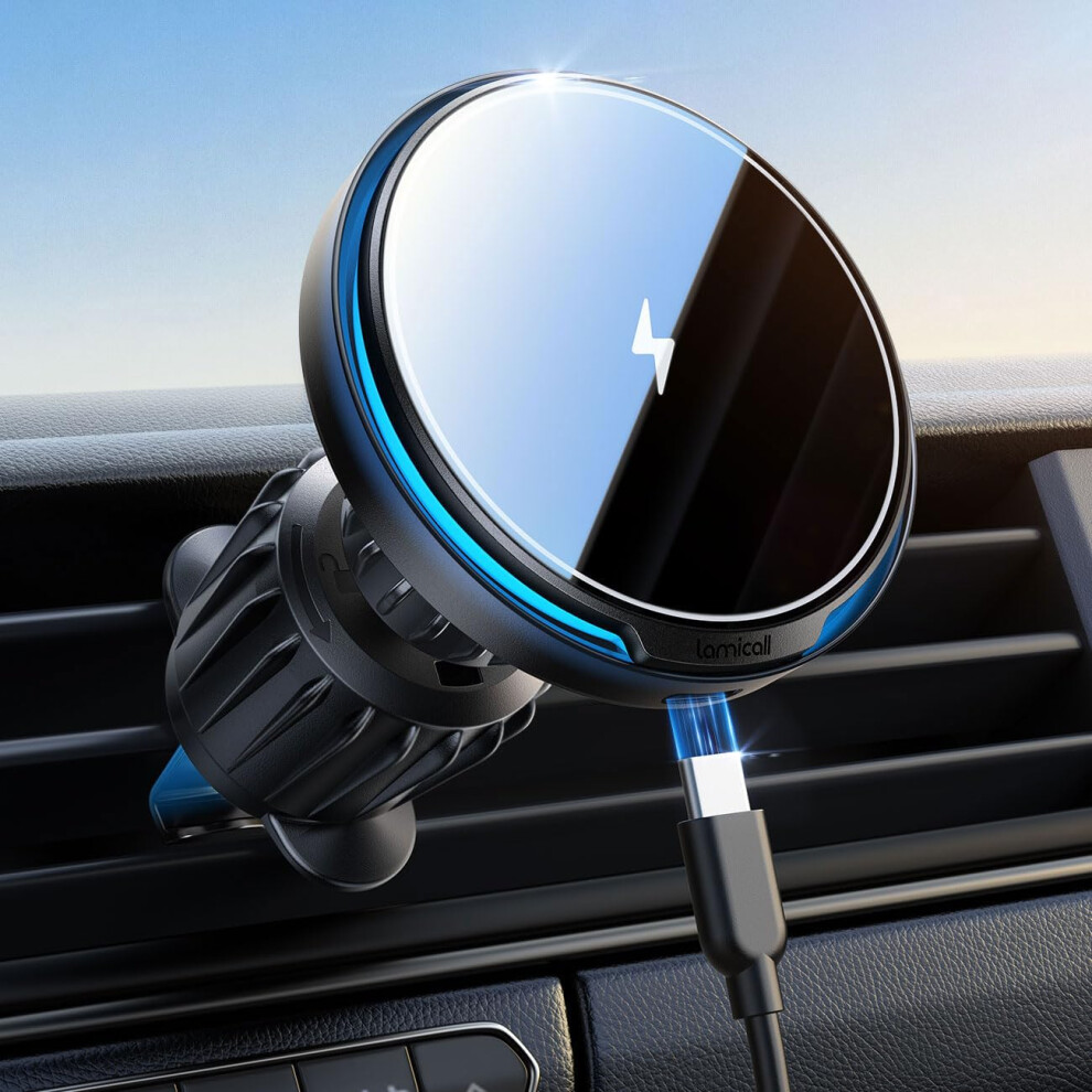 Lamicall For Magsafe Car Charger Holder - [15W Fast Charging] Wireless Charger For Car, N55 Magnetic Phone Mount For Air Vent Cradle For Iphone 17 16 5051222440094
