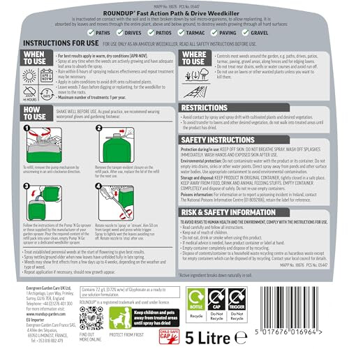 Roundup Roundup Path Weedkiller, Ready to Use, Refill for Pressure Sprayer, 5 Litre 1