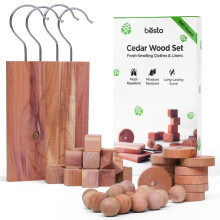 Cedarwood Moth Repellent for Wardrobes, 56 Pcs 100% Natural Cedar Wood Discs, Cedar Wood Rings & Cedar Moth Balls for Storage Box, Drawers, Wardrobe
