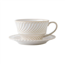 Coffee Cups and Saucers Set 300ml Ceramic Latte Mug Retro Luxury Design Smooth Glaze Finish