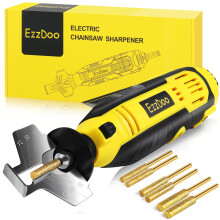 EzzDoo Electric Chainsaw Sharpener Kit with Titanium-Coated Diamond Bits - High-Speed Chain Saw Sharpener Tool and 6 High Hardness Sharpening Wheels