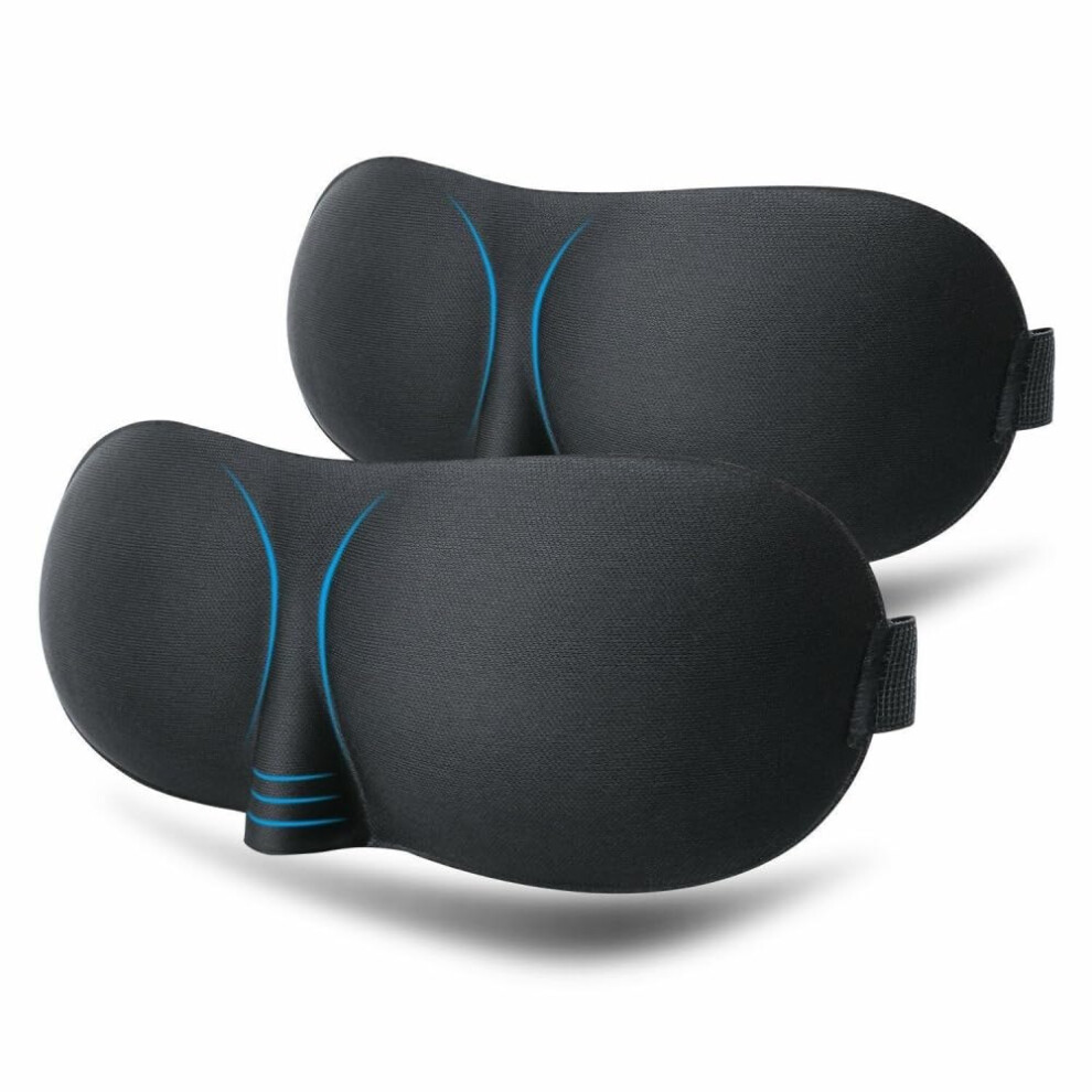 3D Contoured Sleep Mask Blackout Eye Mask with Adjustable Strap for Travel and Pressure Comfort