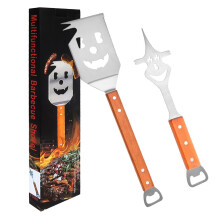 RZJZGZ 8 in 1 Multifunction BBQ Tool, 2 Pcs Outdoor Grill Spatula Set Box Pack Perfect BBQ Gifts for Men, Fork, Saw, Bottle Opener for Grilling,