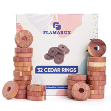 32 Pack Cedar wood Rings & 100% Natural Moth Repellent - Organic Clothes Moths - Aromatic Cedar Rings - Moth Killer for Wardrobes Hanging, drawers &
