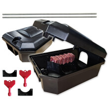 PEST EXPERT ? 2 X PRE-BAITED BAIT BOXES | Rat Poisoning Super Strength | Rat/Mouse Bait Blocks & Rodent Box Stations | READY-TO-USE | Fast & Safe