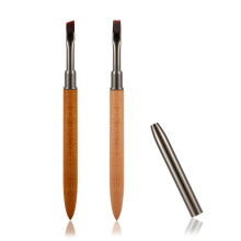 2pcs Nail Art Brushes Set, Angled and Flat Poly Gel Brushes with Wooden Handle for Cuticle Cleaning and Polish Removal