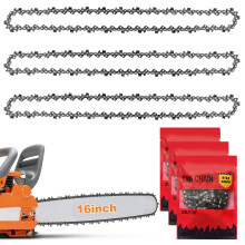 3-Pack Chainsaw Chain for 16 Inch (40cm) Bar, 57 Drive Links, 3/8" LP 0.050" (1.3mm) Gauge, 65 Manganese Steel Replacement Chain Compatible with