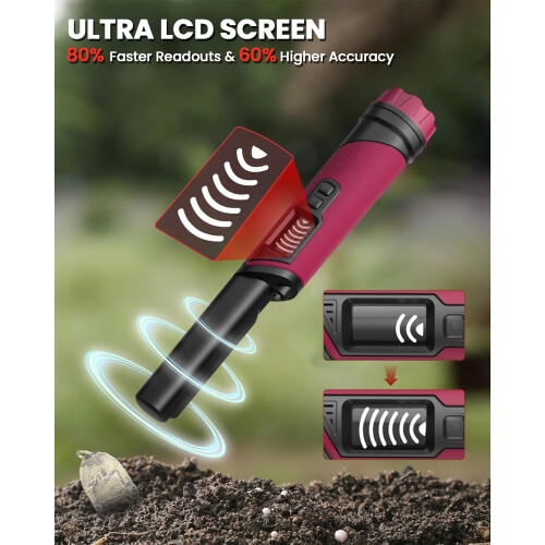 DR.?TEK Metal Detector Pinpointer, IP68 Fully Waterproof Handheld Pin Pointer with LCD Screen, Innovative Interference Cancellation Function, Higher 2