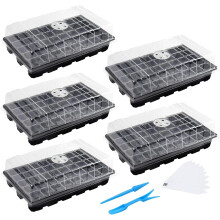 MIXC Seed Trays Propagator for Plants Greenhouse 5 Pack Garland Propagators with Lids 200 Cells Seedling Tray Growing Pots Trays Plant Germination Kit