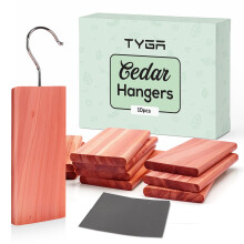 TYGA 10 Cedar Wood Blocks 100% Natural Moth Repellent for Wardrobe - Sustainable Cedar Hangers with Fresh Aroma, Long-Lasting Cedarwood Moth Repellent
