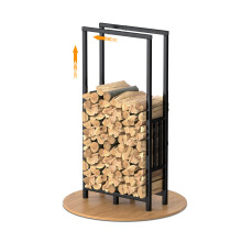 HFHOME Log Store Indoors Adjustable Height & Length, Fire Wood Storage Suitable for Outdoor Use, Metal Firewood Rack with Non-Slip Mat for Fireplace