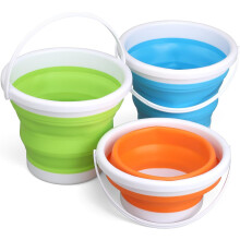 LATERN 3Pcs Foldable Silicone Buckets, 3L Jumbo Sand Beach Toy Pails Collapisible Water Buckets Swimming Pool Toys with Handle for Gardening Travel