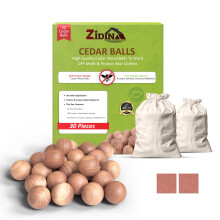 Zidina Moth Balls 30 Pack ? 100% Natural Cedar Balls, Chemical-Free Cedarwood Moth Repellent for Wardrobes and Drawers | Long-Lasting Moth Balls for