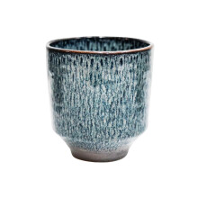 Ivyline Reactive Glaze Orchid Planter in Navy - Waterproof, Durable and Decorative - Stylish Home Indoor Round Earthenware Flower Pot - H13cm x D13cm