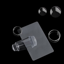 Nail Art Stamper Kit with Clear Dual Silicone Heads and Scrapers, Transparent Stamping Tool Set