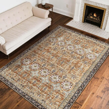 VEVOR Area Rug, 8 x 10 ft Large Washable Rug, Non-Slip and Tear-Resistant Soft Carpet, Pet & Child Friendly Vintage Area Rugs, Indoor Mat for Bedroom,