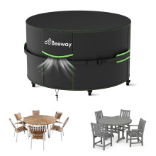BEEWAY Garden Furniture Cover With Air Vent, Waterproof Patio Rattan Sofa Table Chair Set Cover - 420D Oxford Fabric, Windproof - ?190x82cm
