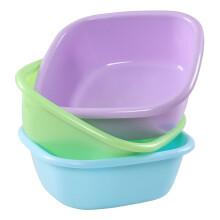 Hespama 8 L Square Plastic Washing Up Bowls, Colored Small Wash Bowl Basin, Set of 3