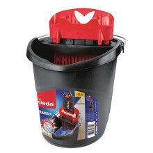 Vileda 4023103201415 Ultramax Power Plastic Bucket and Press 157648, Black and Red, 37 x 28.6 x 36 cm