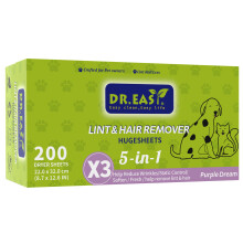 Dr.Easy LINT & HAIR REMOVER Pet HUGESHEETS with 3X Dryer Sheets, Lavender Fresh, 200 Count,PLANT&MINERAL-BASED FORMULA