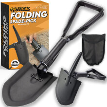 Xtremeauto Military Folding Shovel ? 23'' Compact High-Carbon Steel Survival Shovel with Pick, Portable Multi-Tool for Camping, Hiking, Fishing,