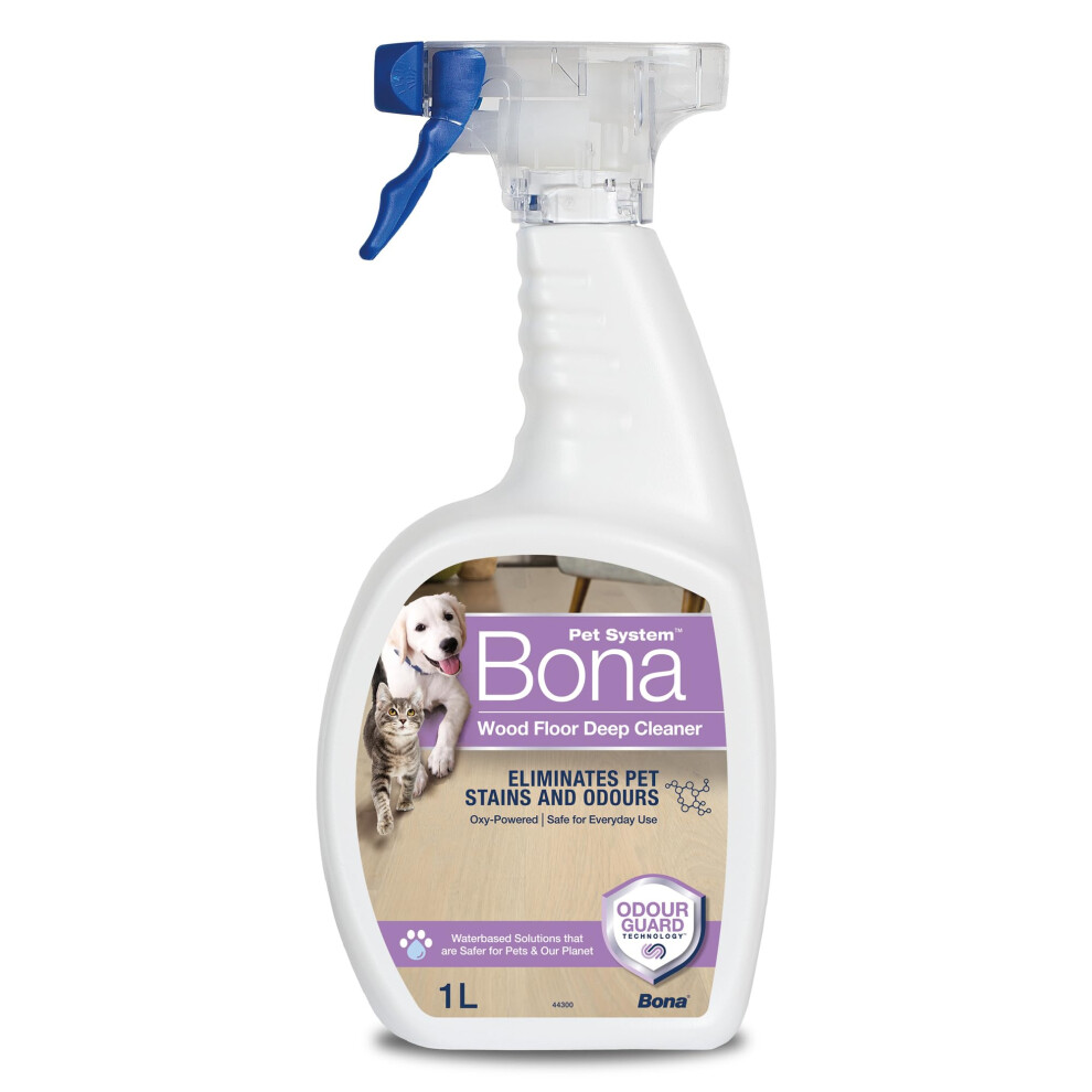 Bona Pet Wood Floor Deep Cleaner, Pet Stain And Odour Remover, Pet Friendly Wood Floor Cleaner Liquid, Spot Cleaning, 1 Litre Spray Bottle