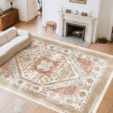 VEVOR Area Rug, 8 x 10 ft Large Washable Rug, Non-Slip and Tear-Resistant Soft Carpet, Pet & Child Friendly Vintage Area Rugs, Indoor Mat for Bedroom,