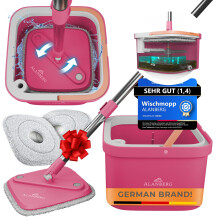 Spin Mop and Bucket Sets [2-Compartment System for Clean/Dirty Water] Flat Mops for Cleaning Floors, Self-Wringing Floor Mop and Bucket Set incl. 2