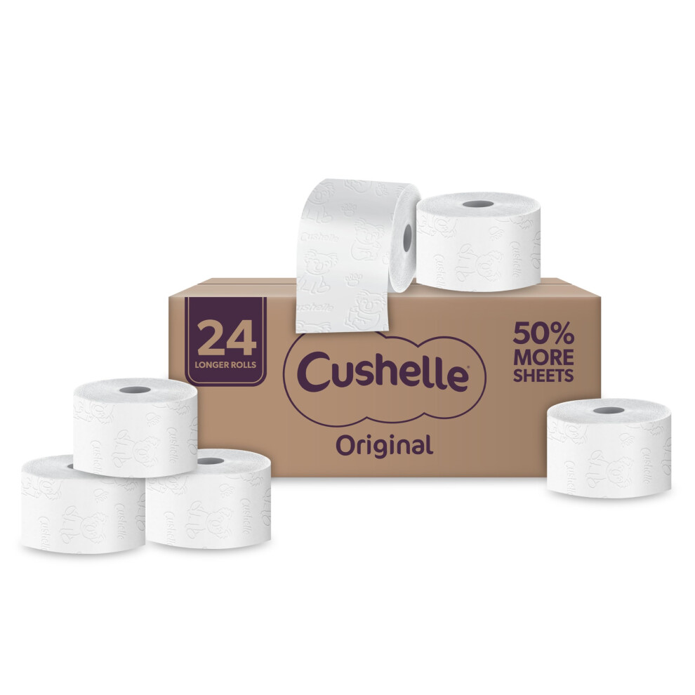 Cushelle Original Toilet Roll Box Of 24 Toilet Paper, 2Ply, Recyclable Packaging, Eco Friendly