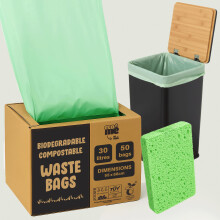 ecoME | 30L Extra Thick Kitchen Bin Bags ? X50 Bin Liners Compostable & Biodegradable | EN 13432 Certified | UK Brand (30L - 50 BAGS)