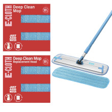 E-Cloth Deep Clean Mop with Extra Replacement Head, Microfibre, Perfect Floor Cleaner for Hardwood, Laminate, Tile and Stone Flooring, Washable and