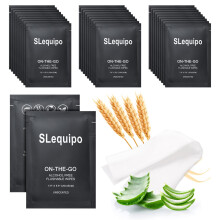 SLequipo 30 Pcs Flushable Wet Wipe Individual Wrapped, Plant Based Wet Wipes, 15x20cm, Aloe Vera for Butt, Hands, Face Cleaning, Fragrance Free
