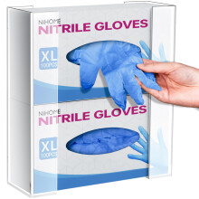 NiHome Multi-Tier Clear Acrylic Wall Mount Glove Box Holder Tissue Box Dispenser for Kitchen, Bathroom, Garage, Lab, Salon, Space-Saving Adjustable