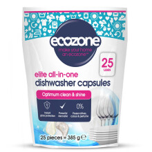 Ecozone Optimum All In One Dishwasher Capsules x 25, Dishwashing Tablets with Salt, Rinse Aid & Extra Dry Effect, Powerful Degreaser & Dish Washer