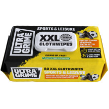 UltraGrime Sports & Leisure XXL Biodegradable Clothwipes - 80 Thick Multi Purpose Cleaning Cloths - Multi Surface Cleaner for Sports Equipment, Hands,