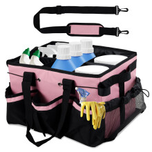 Cleaning Caddy with Handle, Shoulder Strap and Multiple Pockets, 45x26x23cm Large Capacity Cleaning Products Organiser for Housekeepers, Oxford Fabric