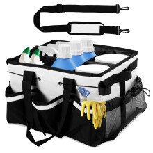 Cleaning Caddy with Handle, Shoulder Strap and Pockets, 45x26x23cm Large Capacity Cleaning Products Organiser for Housekeepers, Oxford Fabric Car Wash