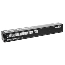 Vogue Aluminium Catering Foil - 440 Mm X 75 Metres, Silver, With Serrated Cutting Blade, 12 Microns, Food Service Foil Roll, Premium Kitchen Foil,