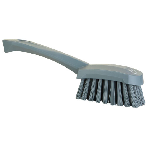 Vikan 419288 Short Handle Scrubbing Brush- Stiff - Gray 1