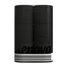 Renova 6 Pack Black Toilet Paper Black Luxurious Soft and Absorbent Bathroom Tissue ? 6 Roll Pack with 140 Sheets Per Roll, Dermatologically Tested,