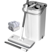 Masthome Flat Mop and Buckets Sets,Floor Mop and Bucket with 4 Reusable Pads,140cm Retractable Handle Microfibre Washable Mops wtih 360? Swivel Head