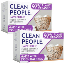 The Clean People Fabric Softener Sheets - Dryer Sheets - Softens & Removes Static Cling - Vegan Laundry Softener, Essential Oils (240 Count, Lavender)
