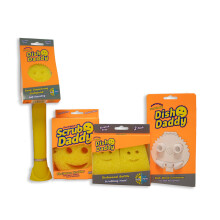 Scrub Daddy Dish Daddy Wand, Refill Heads, Sponge & Connector Head, Soap Dispensing Dish Brush, Texture Changing Washing Up Sponge with Liquid Handle,