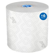 Kimberly-Clark 25702 Blue/White SCOTT Hard Roll Towels for MOD Dispenser System, 7.5" W x 1150' L (Pack of 6)