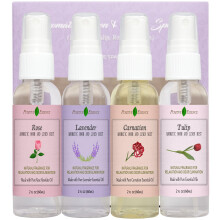 Pillow Spray Floral Gift Set, 4-Pack 60 mL (Lavender, Carnation, Rose, & Tulip) Natural Pillow Sprays Made with Pure Essential Oils & Minimal