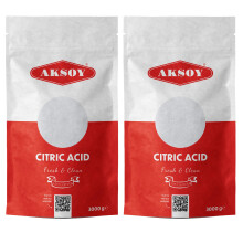 Aksoy Citric Acid Food Grade 2 X 3KG || Non-GMO, Anhydrous, Make Your Own BathBomb, No Additives, Sour Drinks, Household Cleaning with Citric Acid