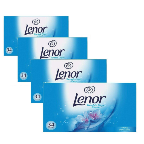 Lenor Tumble Dryer Sheets Spring Awakening 34 Sheets (Pack of 4)